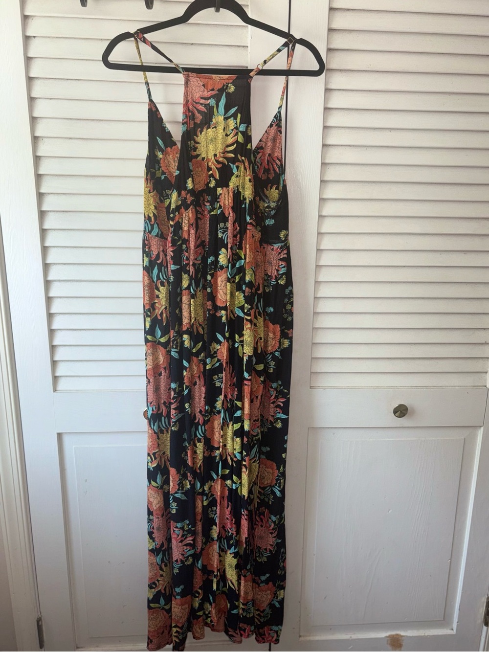 NWT Natural Life Reyna Maxi Dress Large Black Floral Deep V Neck Boho - Picture 4 of 8